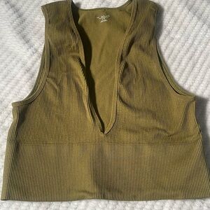 Urban Outfitters Green Ribbed Crop Tank Top